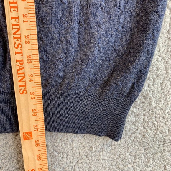 Enzo Mantovani‎ Sweater Cashmere Silk Mens Large Cable Knit Pullover Blue NEW - Picture 11 of 12